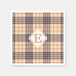 Monogram, elegant Schotse clan beige plaid tartan Servet