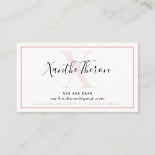 MONOGRAM elegant script modern minimal bord roze Visitekaartje