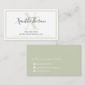 MONOGRAM elegant script modern minimal sage groen Visitekaartje (Voorkant / Achterkant)