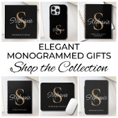 Monogram Elegant Script Name Black Gold  Muismat