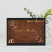 Monogram Elegant Scroll All Occasion Invitation Kaart (Staand voorkant)