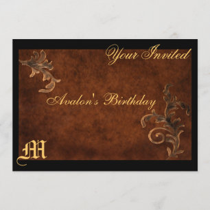 Monogram Elegant Scroll All Occasion Invitation Kaart