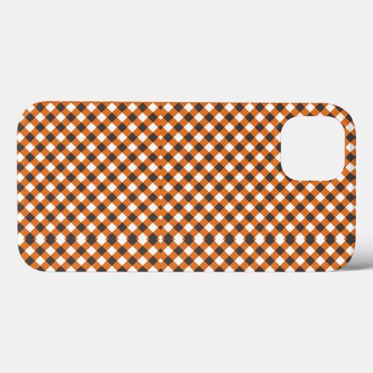 Monogram Elegant Sinaasappel Wit Plaid Gingham Case-Mate iPhone Case (Achterkant (horizontaal))