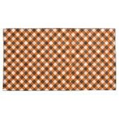 Monogram Elegant Sinaasappel Wit Plaid Gingham Kussensloop (Voorkant-Rechts)