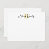 Monogram Elegant Stijlvol Script Flat Note Kaart Notitiekaartje (Voorkant / Achterkant)