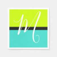 Monogram Elegant Turquoise & Volt Solid Color