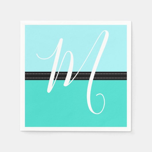 Monogram Elegant Turquoise Waterspout Solid Color Servet (Voorkant)