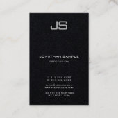 Monogram Elegant Verticale Sjabloon Luxe Black Visitekaartje (Achterkant)