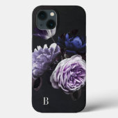 Monogram Elegant Violet Floral Roos Case-Mate iPhone Case (Achterkant)