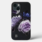 Monogram Elegant Violet Floral Roos Case-Mate iPhone Hoesje (Back)