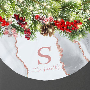 Monogram Elegant White Agate & Roos Gold Kerstmis Kerstboom Rok