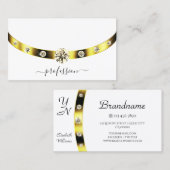 Monogram Elegant White en Gold Sparking Diamonds Visitekaartje (Voorkant / Achterkant)