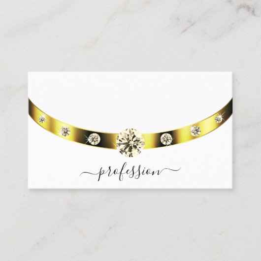 Monogram Elegant White en Gold Sparking Diamonds Visitekaartje (Voorkant)