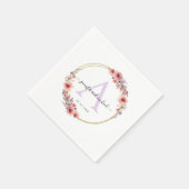 Monogram, elegant, wilde bloem, cirkel bruiloft servet (Hoek)