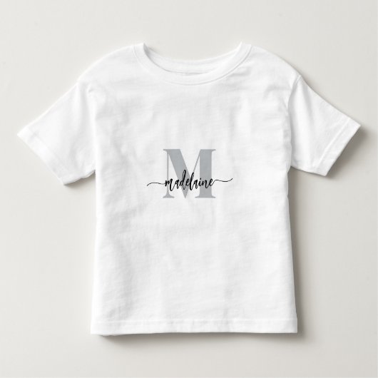 Monogram Elegant Wit Zwart Kinder Shirts (Voorkant)