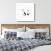Monogram Elegant Wit Zwart Persoonlijk Canvas Afdruk (Insitu (Slaapkamer))