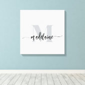 Monogram Elegant Wit Zwart Persoonlijk Canvas Afdruk (Insitu (Houten vloer))