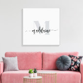 Monogram Elegant Wit Zwart Persoonlijk Canvas Afdruk (Insitu (Woonkamer))