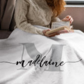 Monogram Elegant Wit Zwart Persoonlijk Fleece Deken