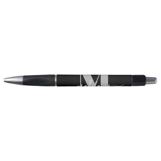 Monogram Elegant Wit Zwart Persoonlijk Pen (Voorkant)