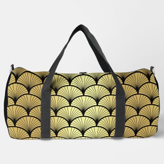 Monogram Elegant Zwart Goud Art Deco Patroon Plunjezak (Voorkant)