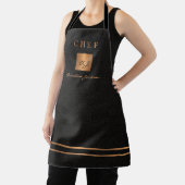 Monogram elegant zwart goud naam script chef schort (Insitu)