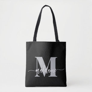 Monogram Elegant Zwart Wit Draagtas