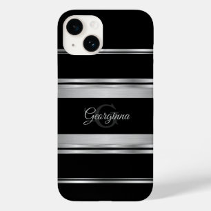 Monogram elegant zwart-wit en zilver grijs design Case-Mate iPhone 14 hoesje