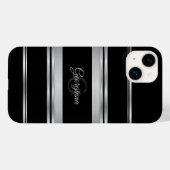 Monogram elegant zwart-wit en zilver grijs design Case-Mate iPhone case (Achterkant (horizontaal))