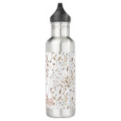 Monogram Elegante Bruine Wildflowers Bladeren Waterfles (Rechts)