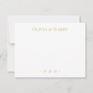 Monogram Elegante Chic Goud Witte Trouw Notitiekaa Notitiekaartje