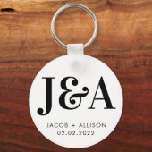monogram elegante chocolade bruiloft favoriet sleutelhanger (Voorkant)
