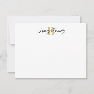 Monogram Elegante Elegante Stijlvolle Flat Note Ka Notitiekaartje