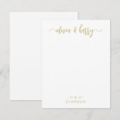 Monogram Elegante Gouden Witte Trouwnotitiekaart Notitiekaartje (Voorkant / Achterkant)