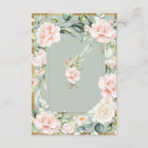 Monogram Elegante Groene Bloemrozen Letter I Bedankkaart