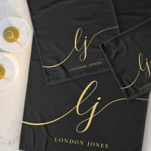 Monogram Elegante Minimal Black Gold Chic Stijlvol