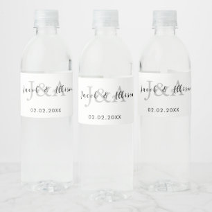 Monogram Elegante Moderne Bar Bruiloft gunst Waterfles Etiket