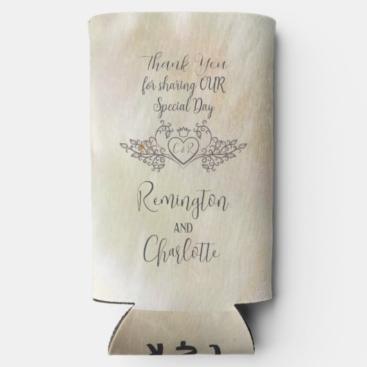 Monogram Elegante Moeder-van-Parel Perzik Bruiloft (Achterkant)