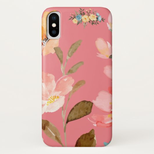 Monogram Elegante Roze Waterverf Case-Mate iPhone Case (Achterkant)