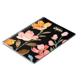 Monogram Elegante Roze Waterverf Notitieboek