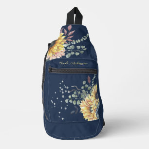 Monogram Elegante Rustieke Zonnebloemen Wiskunde L Sling Bag