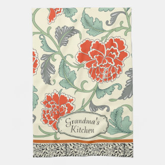 Monogram elegante stijlvolle bloemen Natuurlijk Theedoek