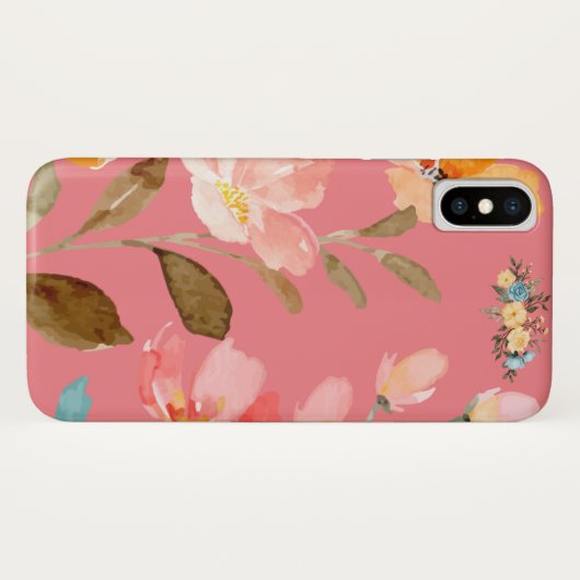 Monogram Elegante Waterverf Roze Appel Case-Mate iPhone Case (Achterkant (horizontaal))