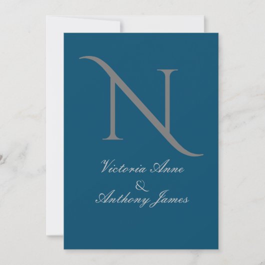 Monogram Elegante Zwart Goud Blad Huwelijksuitnodi Kaart (Voorkant)
