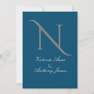 Monogram Elegante Zwart Goud Blad Huwelijksuitnodi Kaart