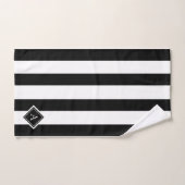 Monogram elegante zwarte witte verticale strepen bad handdoek (Handdoek)