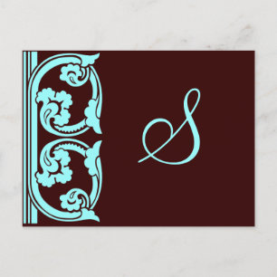 Monogram  Element Blauwgroen Blauw Briefkaart