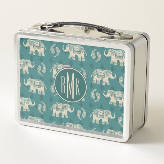 Monogram | Elephant Blauwgroen Caravan Pattern (Achterkant)