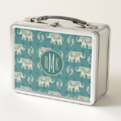 Monogram | Elephant Blauwgroen Caravan Pattern (Voorkant)