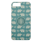 Monogram | Elephant Blauwgroen Caravan Pattern Case-Mate iPhone Case (Achterkant)
